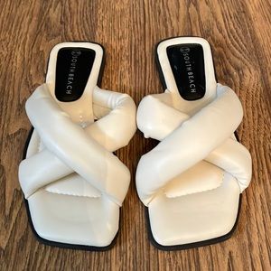 South Beach Faux Leather Puffy Crossover Slip on Sandal